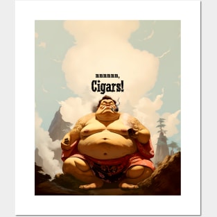 Puff Sumo: mmmmm, I Love Cigars on a Dark Background Posters and Art